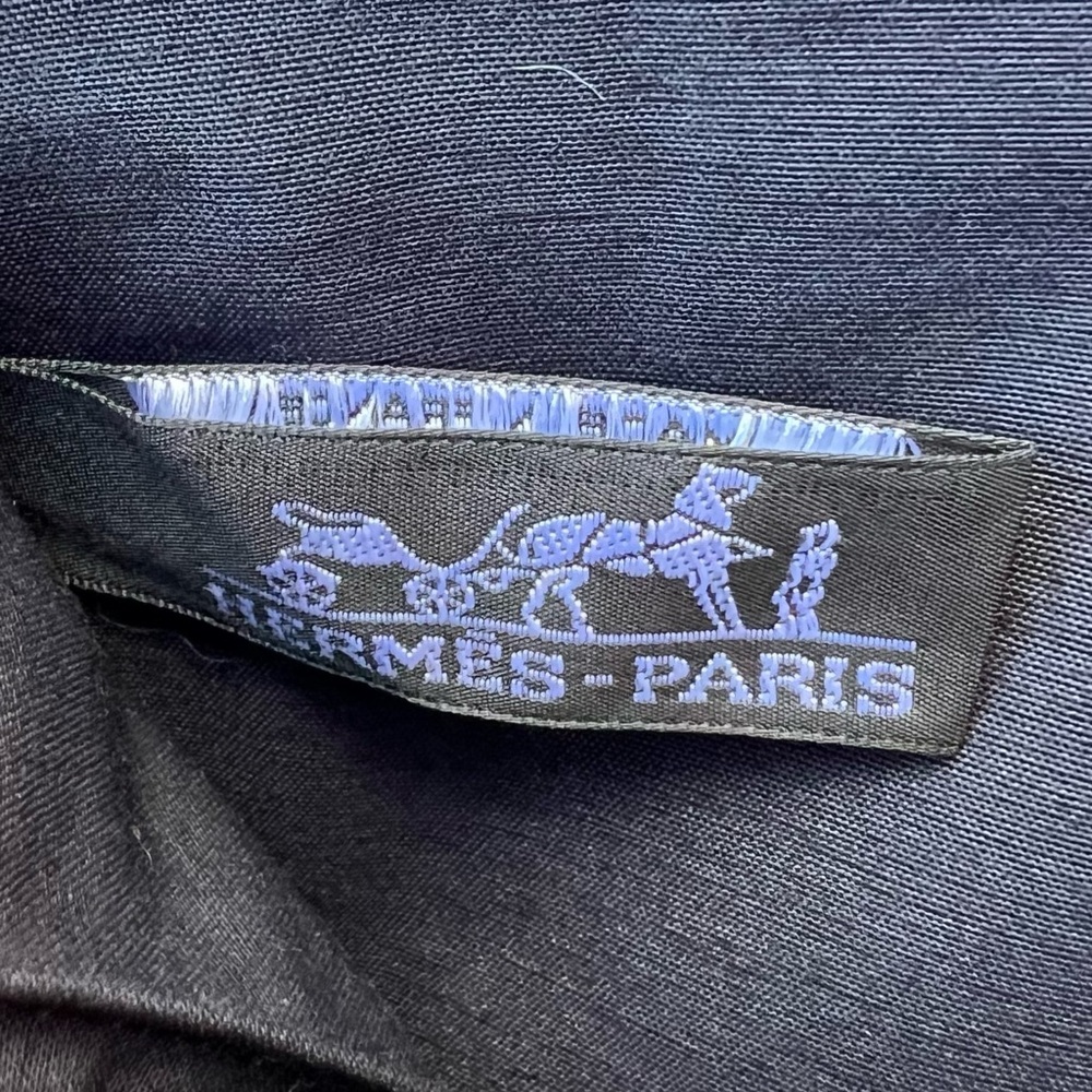 Hermes Large Organizer Yell Lone Long Wallet Canvas Nylon Gray Navy Zip Around - Picture 4 of 5